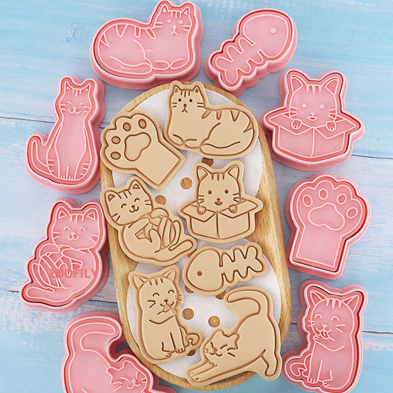 Cat shape cookie cutter set 8pcs set Cat Halloween Cookie Cutter Mold Baking Supply