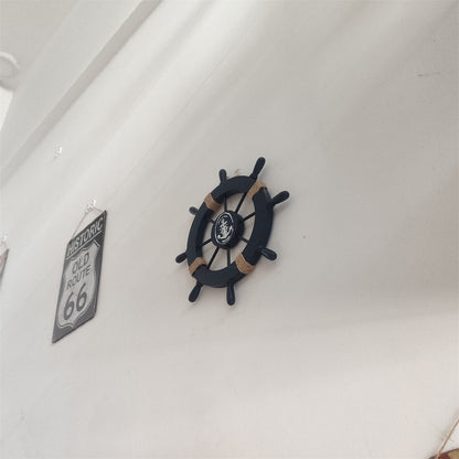 Wooden Ship Steering Wheel Pirate Decor Wood Brass Fishing Wall Boat