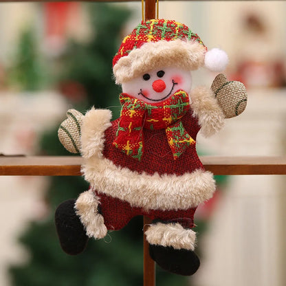 4PCS Christmas Hanging Ornament Santa Claus Xmas Tree Snowman Doll