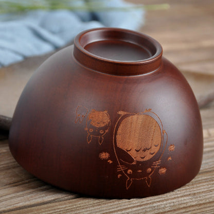 Japanese Style  Totoro bowl Wooden Fruit Bowl Handicraft Decoration