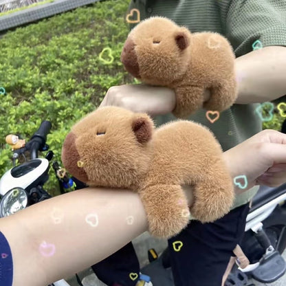 Capybara Clap Circle Toys Slap Snap Wrap Wristband Bracelet Capybara Plush Hand Ring Fun Pop Circles Kids Christmas Gift
