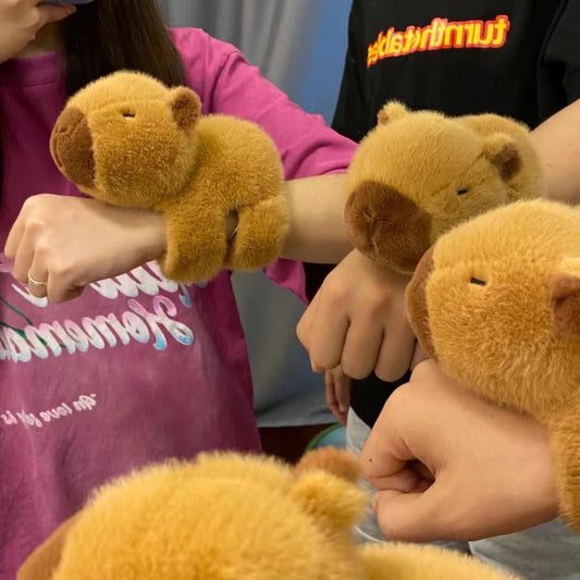 Kawaii Capybara Animal Slap Snap Wrap Wristband Bracelet Capybara Plush Hand Ring Wristband Kids Toys Birthday Elegant Present