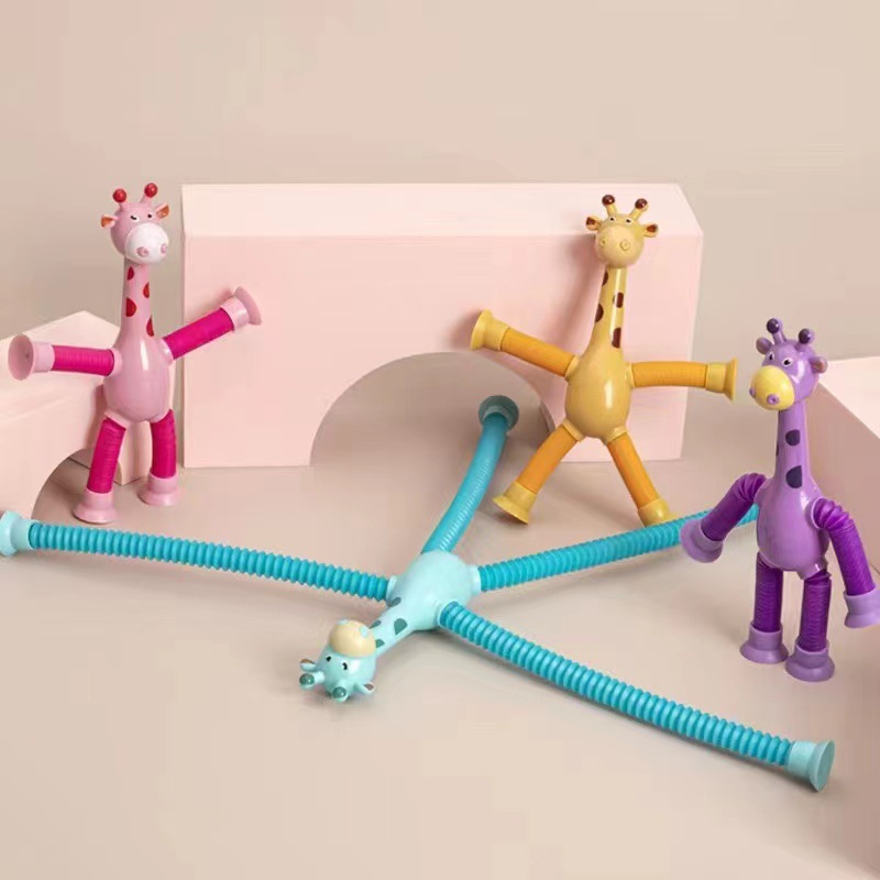 4 Giraffe Tubes Sensory Toys Novelty Spring Fidget Toy