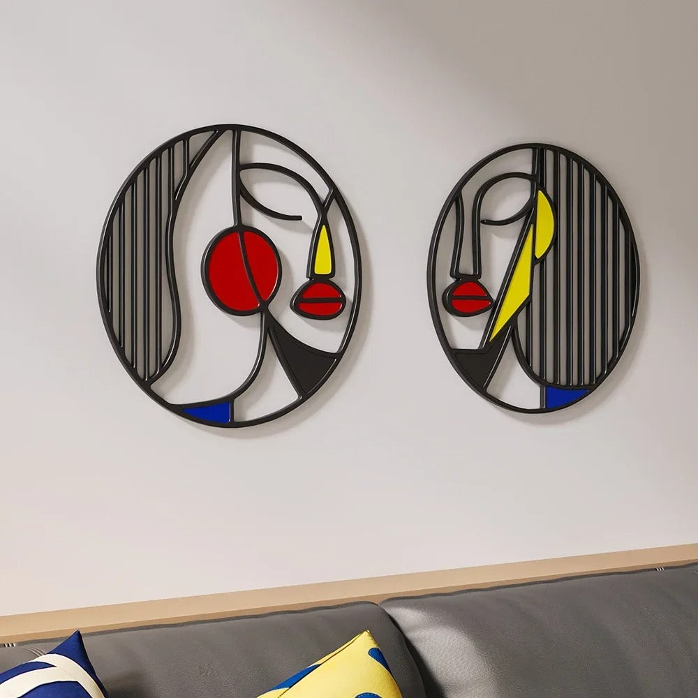 Modern Oil Painting Mosaic Face Metal Art Living Room Decor Ideas