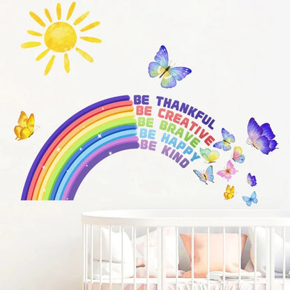 Rainbow Wall Decal USA motivational wall art for bedroom