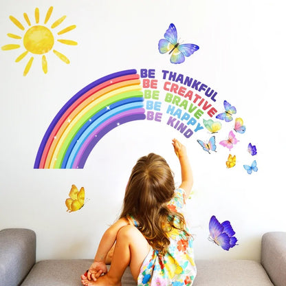 Rainbow Wall Decal USA motivational wall art for bedroom