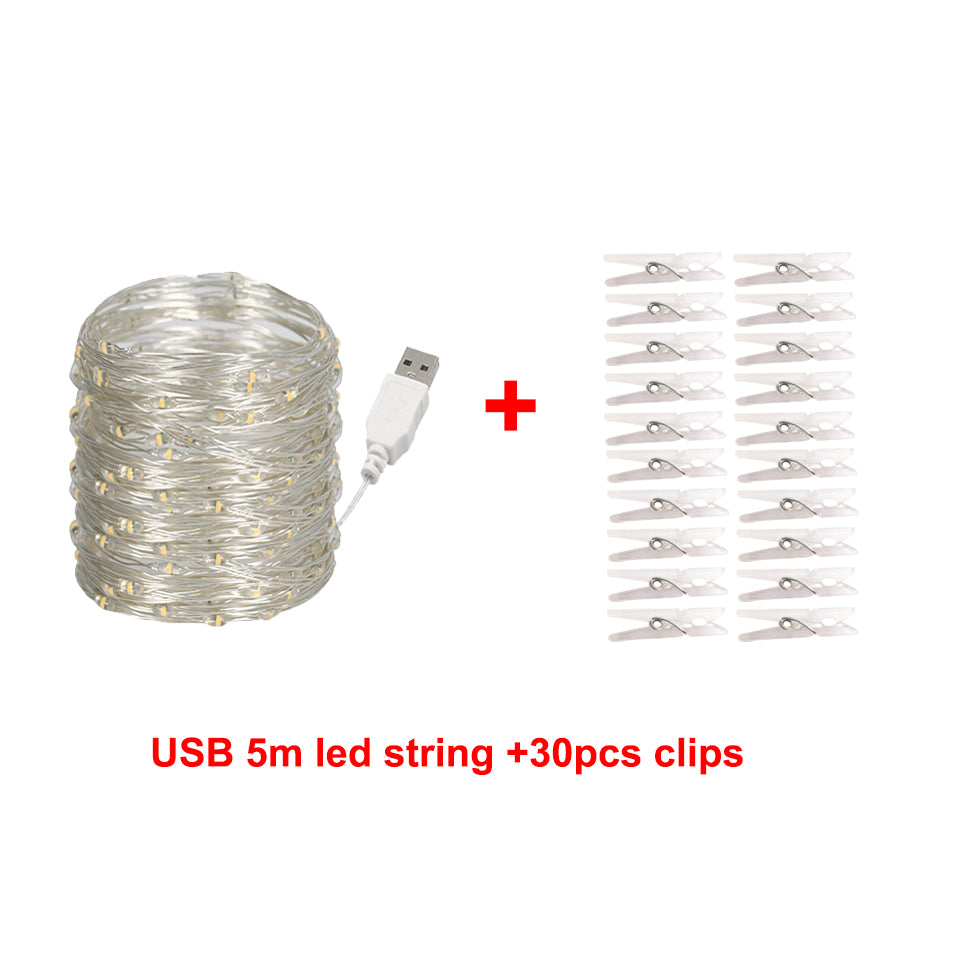 Warm White Rope String Fairy Lights Corded USB Christmas Home Decoration