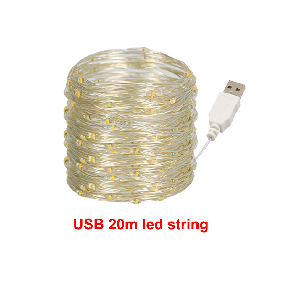 Warm White Rope String Fairy Lights Corded USB Christmas Home Decoration
