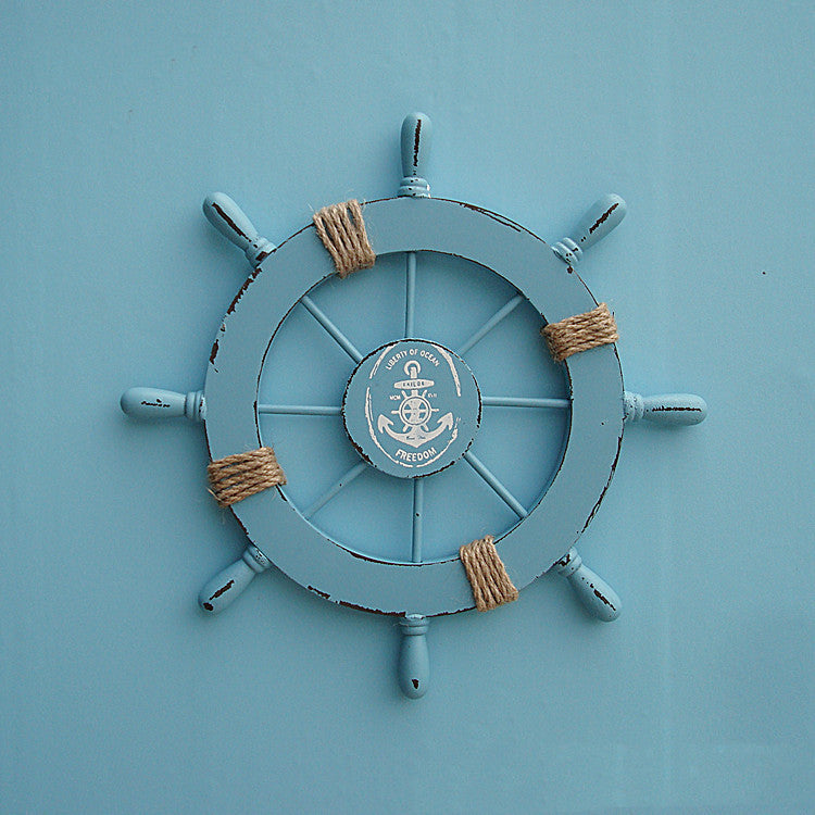 Wooden Ship Steering Wheel Pirate Decor Wood Brass Fishing Wall Boat