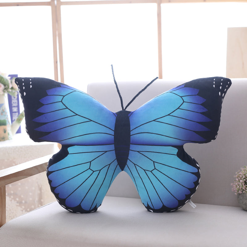 blue butterfly plush pillow	
