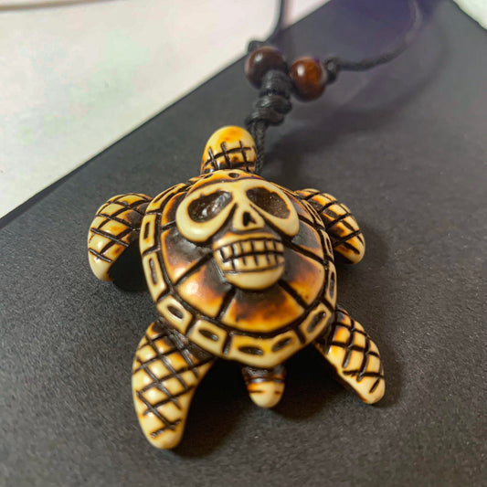 Artificial Bone Carving Sea Turtles Pendant Necklaces